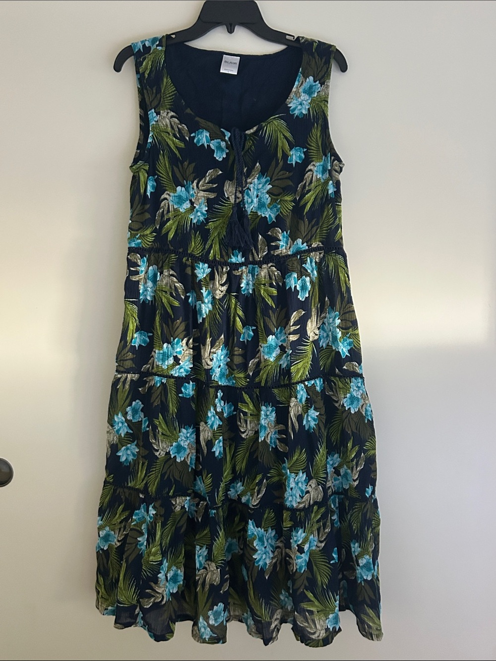 NWOT.  Blair Women’s Vibrant Floral Designed Midi layered summer dress.